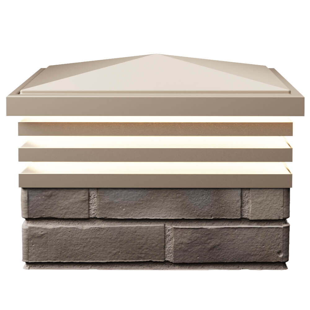Колпак Zking Бона ХайТек Бежевый на столб 1.5х1.5 кирпича (385х385мм) с подсветкой в Новосибирске фото