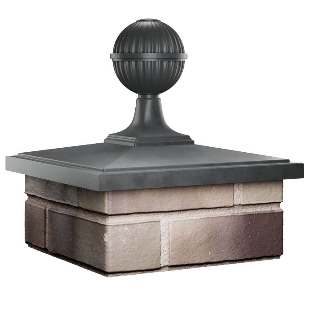 Колпак Zking БонаМоно Серый с шаром на столб 1.5х1.5 кирпича (385х385, 400х400мм) в сборе в Новосибирске фото