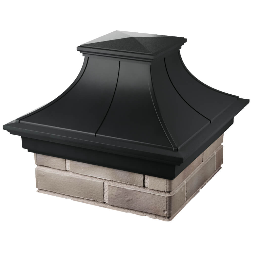 Колпак Zking Монблан Премиум Черный на столб 1.5х1.5 кирпича (385х385мм) в Новосибирске фото