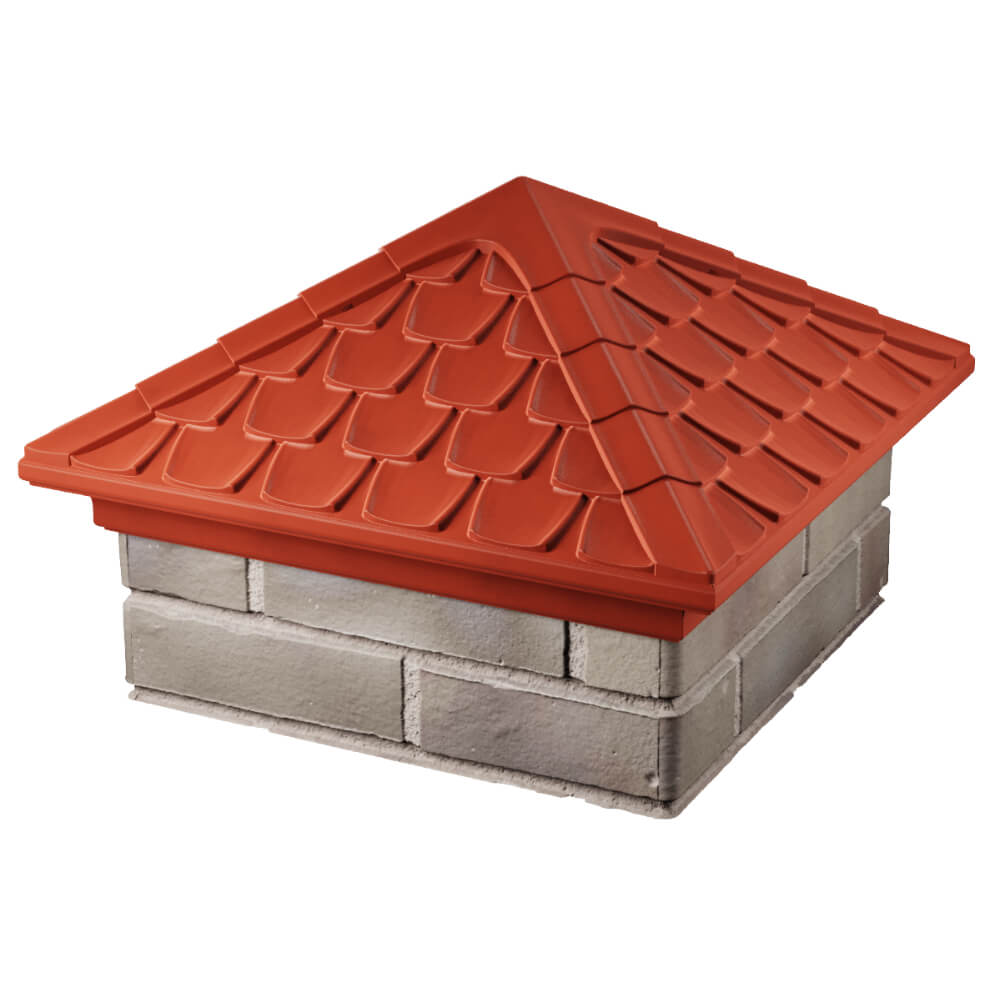 Колпак Zking Эльбрус Красный на столб 1.5х1.5 кирпича (385х385мм) в Новосибирске фото