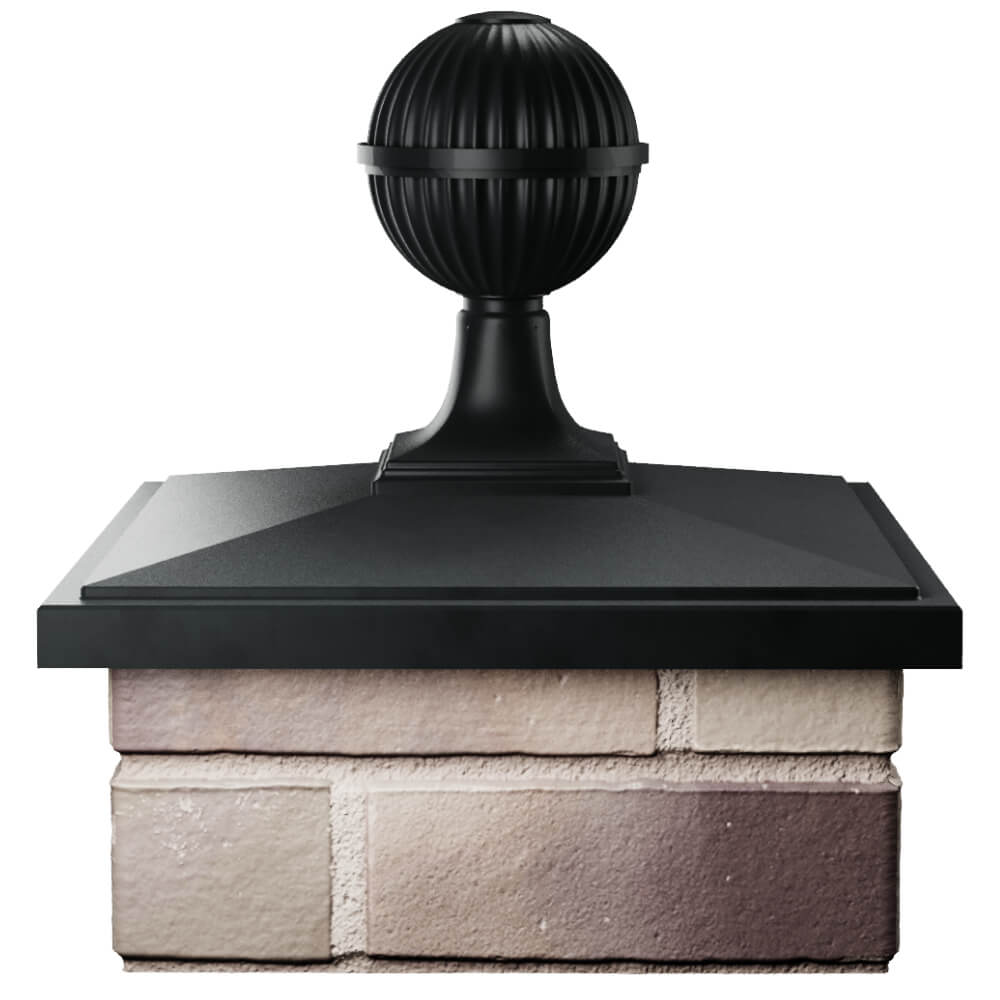 Колпак Zking БонаМоно Черный с шаром на столб 1.5х1.5 кирпича (385х385, 400х400мм) в сборе Новосибирск фото