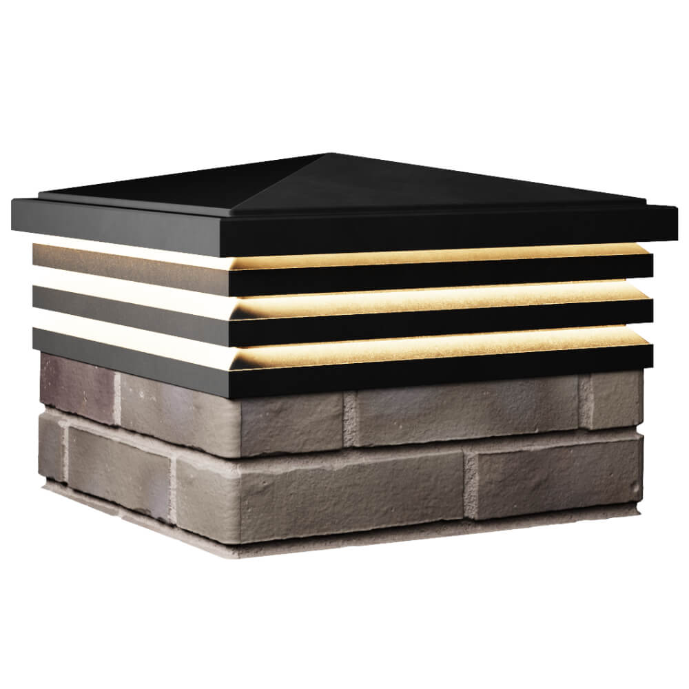 Колпак Zking Бона ХайТек Черный на столб 1.5х1.5 кирпича (385х385мм) с подсветкой в Новосибирске фото