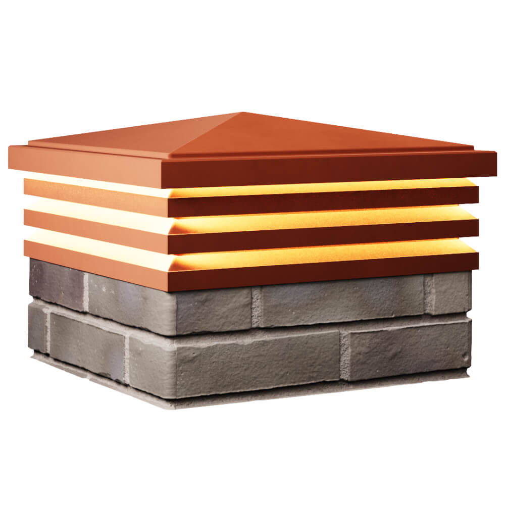 Колпак Zking Бона ХайТек Красный на столб 1.5х1.5 кирпича (385х385мм) с подсветкой в Новосибирске фото