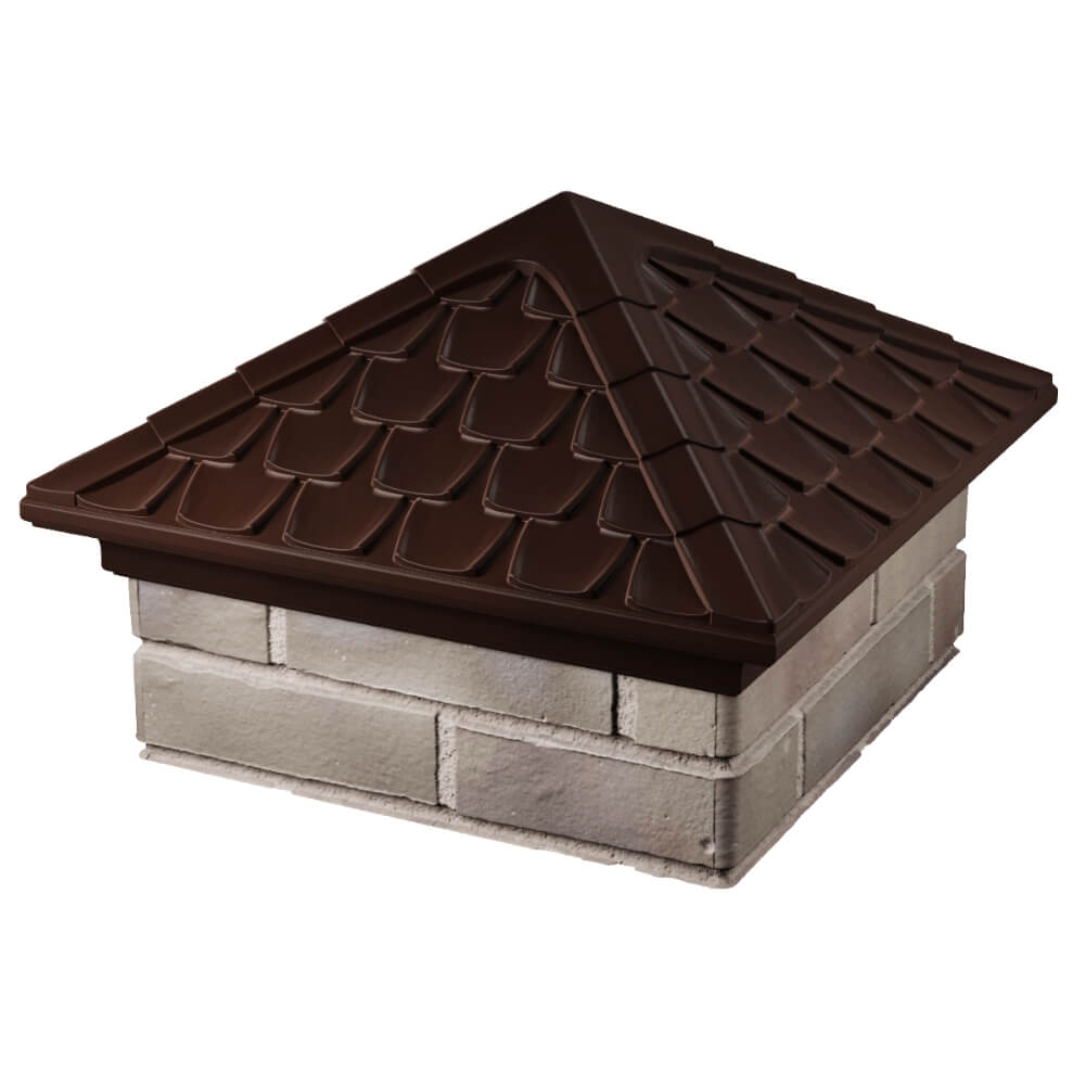 Колпак Zking Эльбрус Коричневый на столб 1.5х1.5 кирпича (385х385мм) в Новосибирске фото