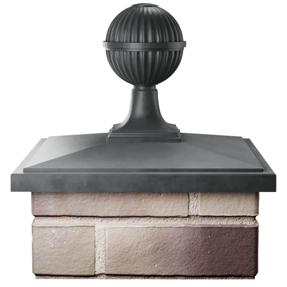 Колпак Zking БонаМоно Серый с шаром на столб 1.5х1.5 кирпича (385х385, 400х400мм) в сборе Новосибирск фото