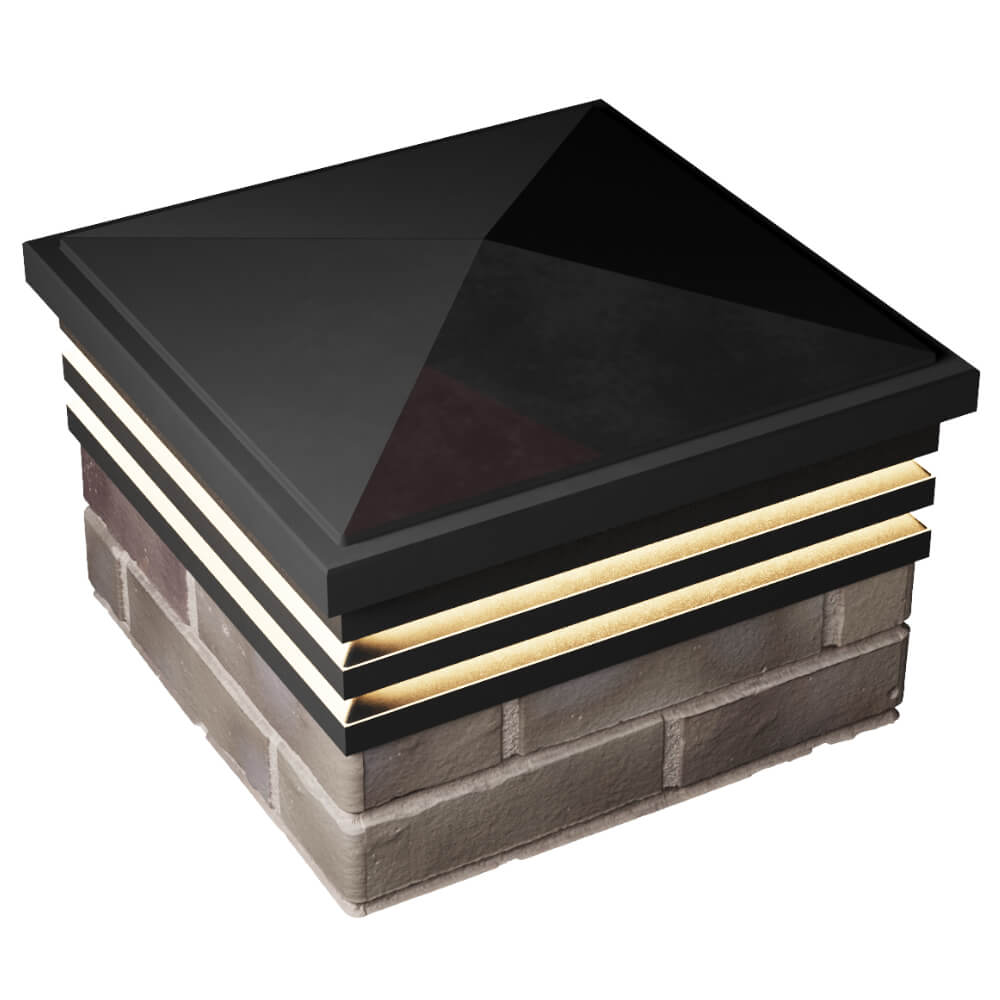 Колпак Zking Бона ХайТек Черный на столб 1.5х1.5 кирпича (385х385мм) с подсветкой в Новосибирске фото