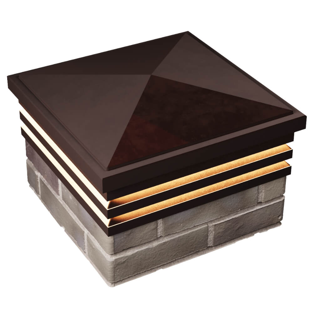 Колпак Zking Бона ХайТек Коричневый на столб 1.5х1.5 кирпича (385х385мм) с подсветкой в Новосибирске фото