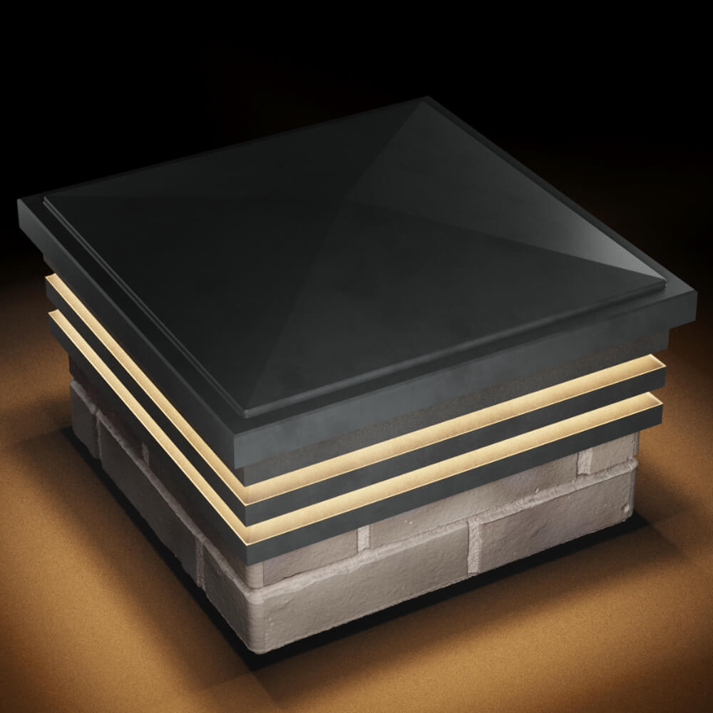 Колпак Zking Бона ХайТек Серый на столб 1.5х1.5 кирпича (385х385мм) с подсветкой в Новосибирске фото