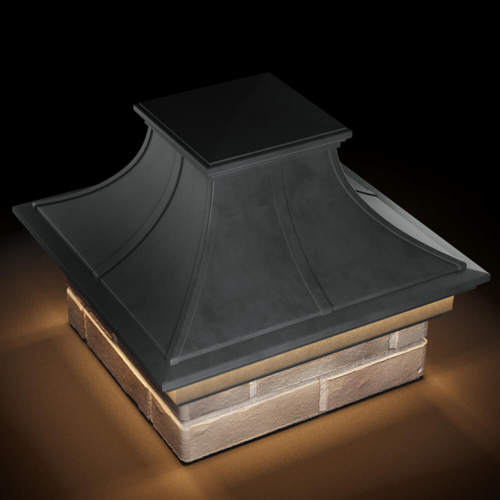 Колпак Zking Монблан Премиум Серый на столб 1.5х1.5 кирпича (385х385мм) с подсветкой в Новосибирске фото