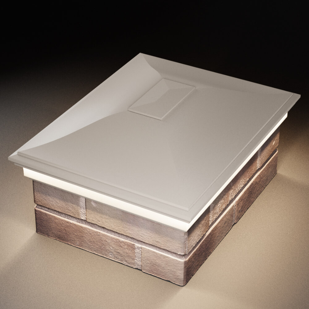 Колпак Zking Монблан Бежевый на столб 2х1.5 кирпича (515х385мм) c подсветкой в Новосибирске фото