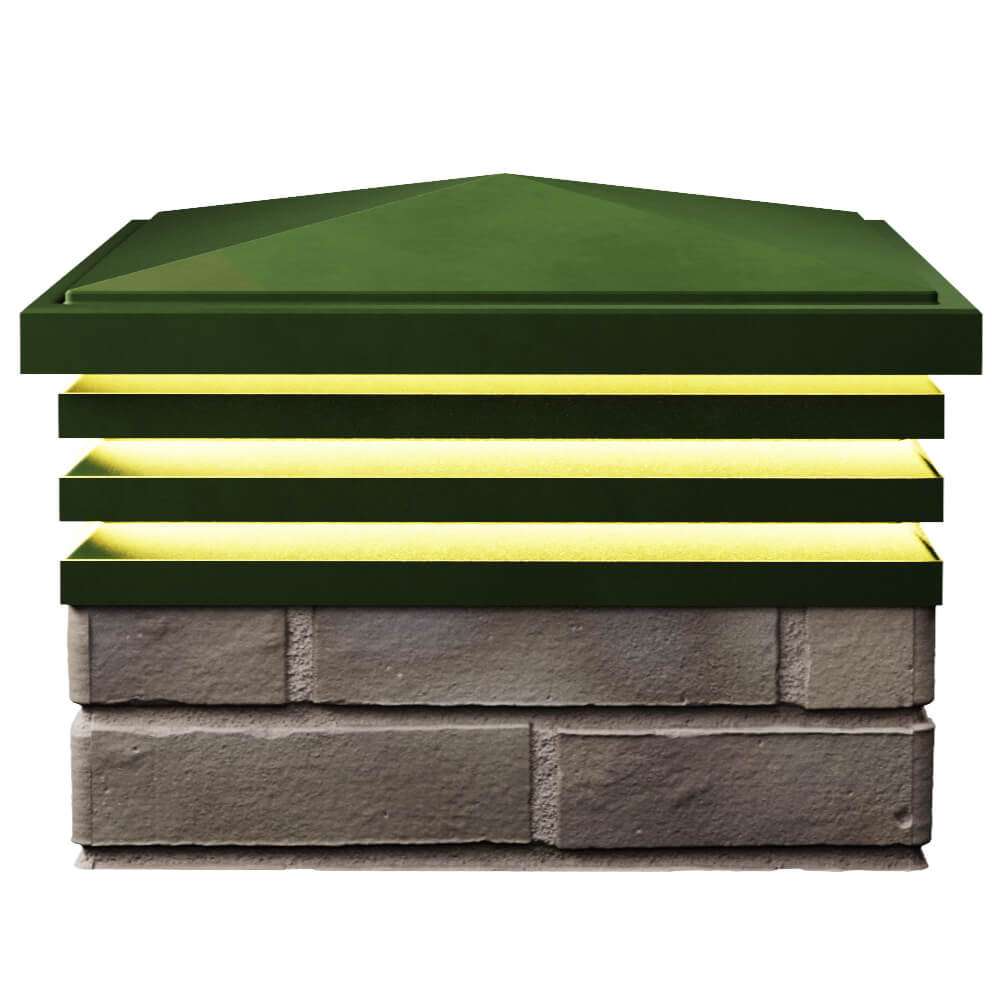 Колпак Zking Бона ХайТек Зеленый на столб 1.5х1.5 кирпича (385х385мм) с подсветкой в Новосибирске фото