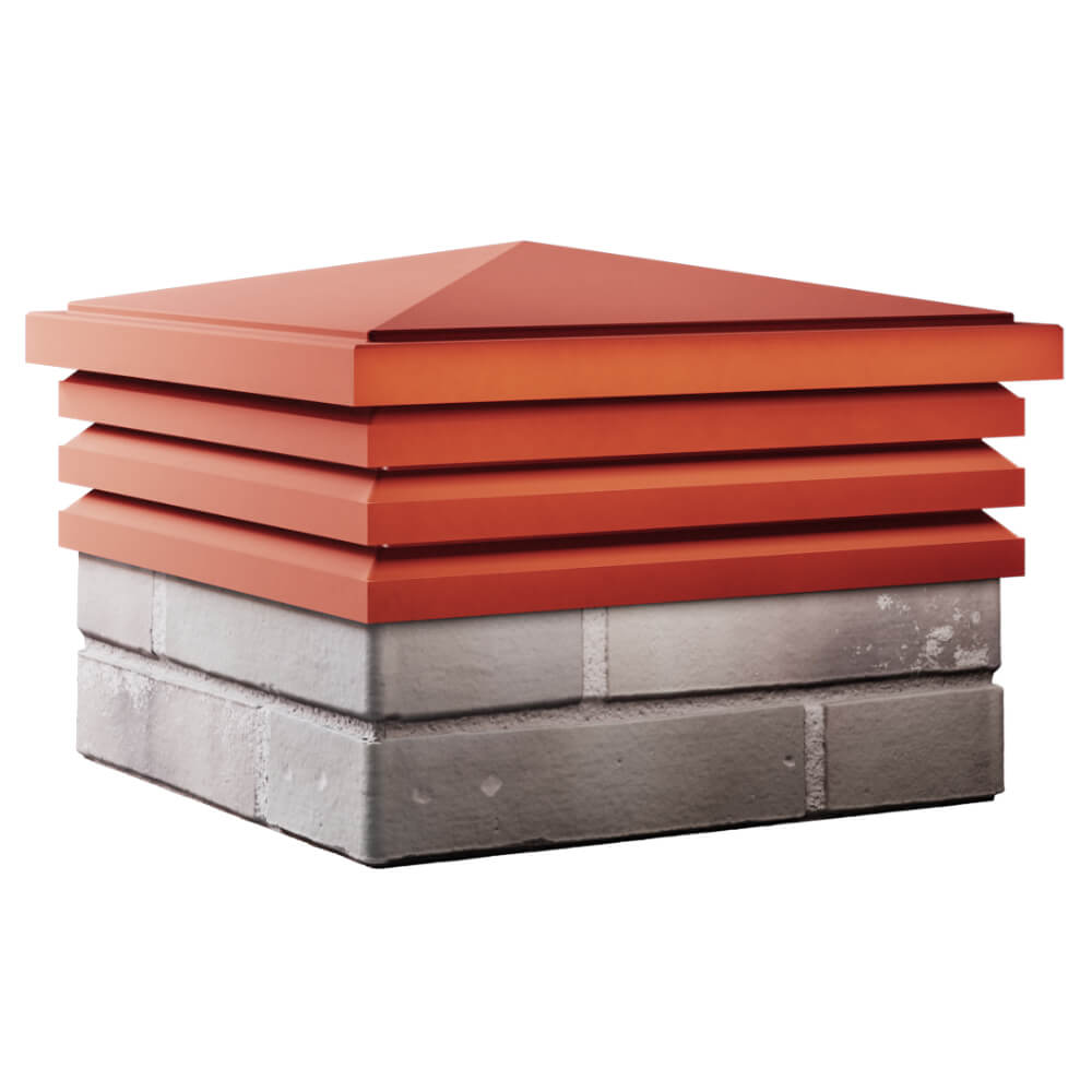 Колпак Zking Бона ХайТек Красный на столб 1.5х1.5 кирпича (385х385мм) в Новосибирске фото