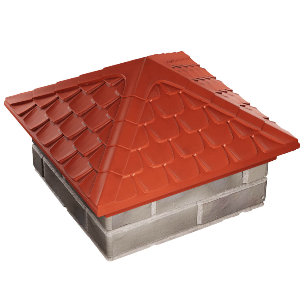 Колпак Zking Эльбрус Красный на столб 1.5х1.5 кирпича (385х385мм) в Новосибирске фото