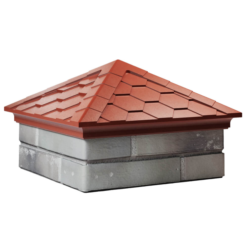 Колпак Zking Эверест Красный на столб 1.5х1.5 кирпича (390х390мм) в Новосибирске фото