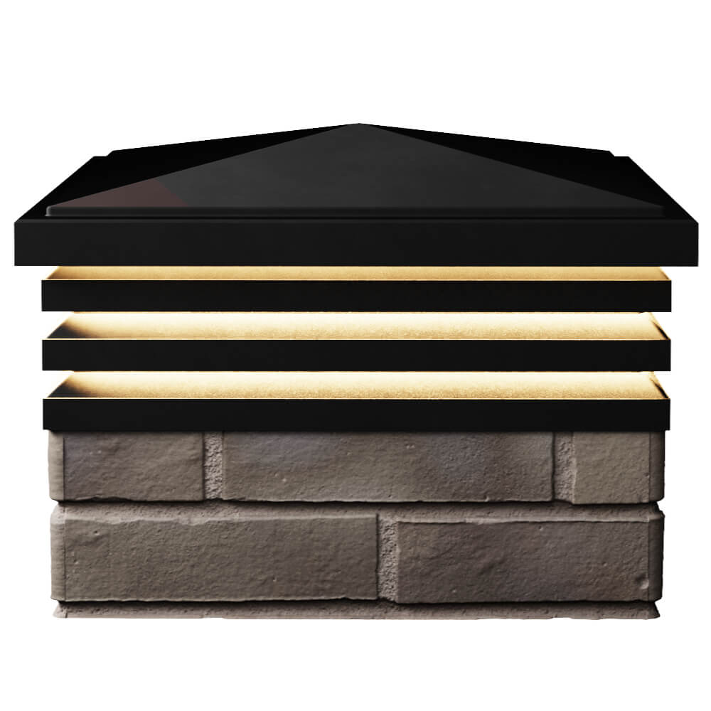 Колпак Zking Бона ХайТек Черный на столб 1.5х1.5 кирпича (385х385мм) с подсветкой в Новосибирске фото