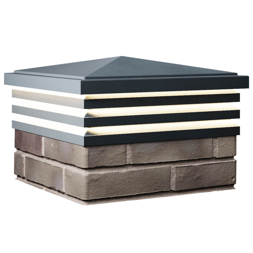 Колпак Zking Бона ХайТек Серый на столб 1.5х1.5 кирпича (385х385мм) с подсветкой в Новосибирске фото