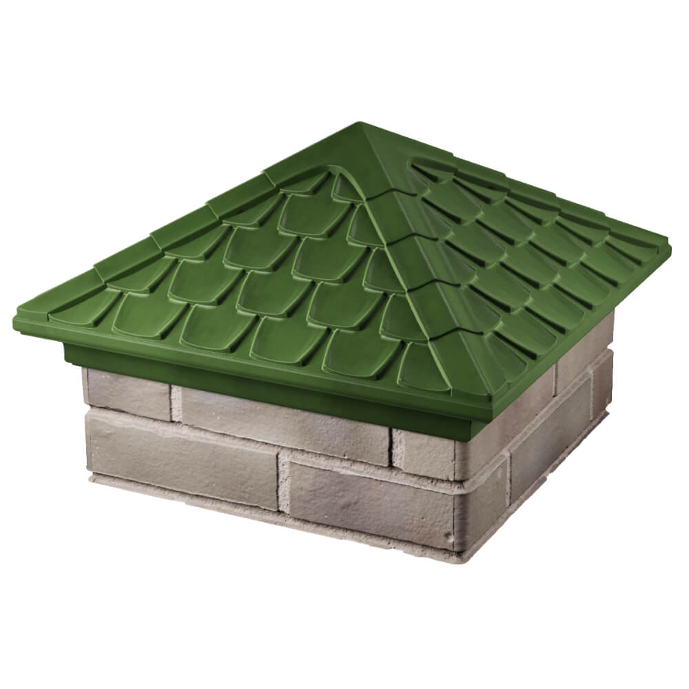 Колпак Zking Эльбрус Зеленый на столб 1.5х1.5 кирпича (385х385мм) в Новосибирске фото