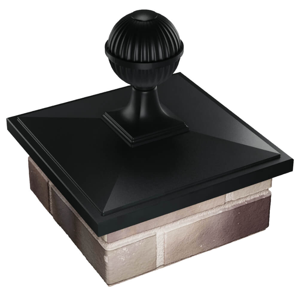 Колпак Zking БонаМоно Черный с шаром на столб 1.5х1.5 кирпича (385х385, 400х400мм) в сборе в Новосибирске фото