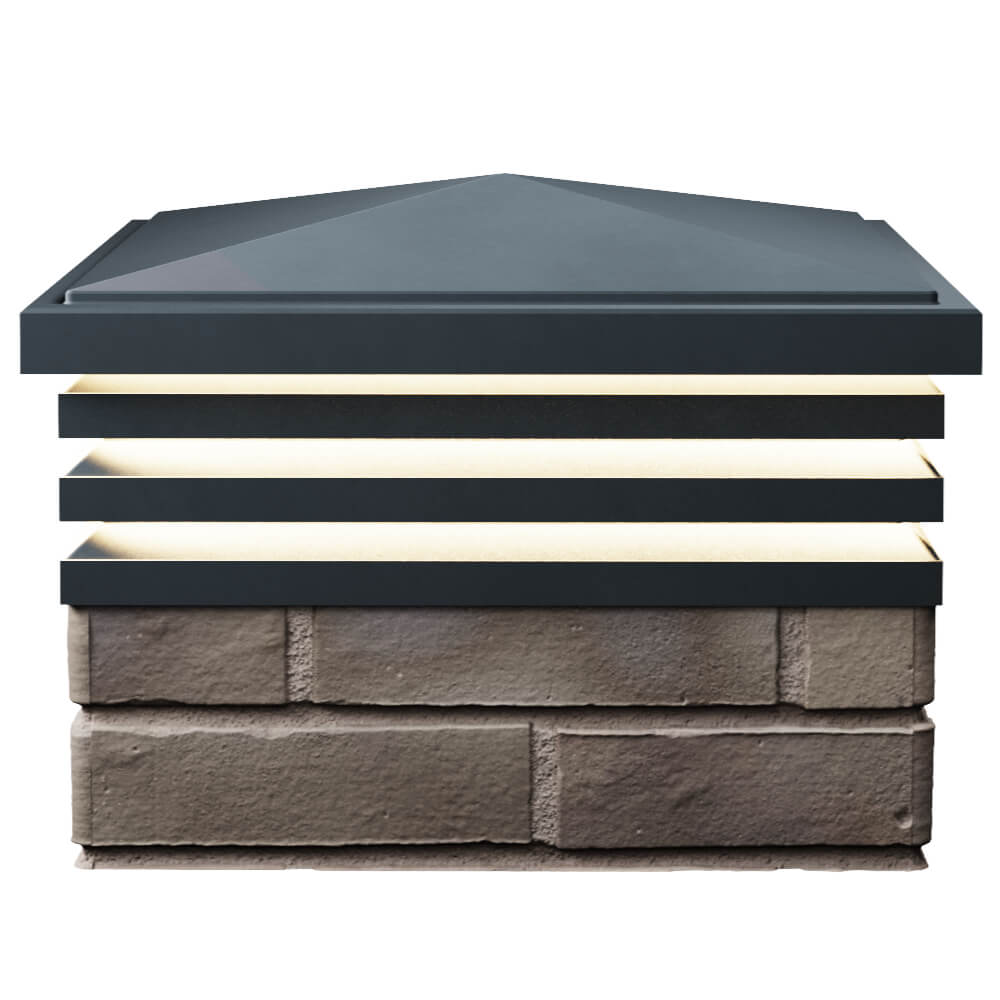 Колпак Zking Бона ХайТек Серый на столб 1.5х1.5 кирпича (385х385мм) с подсветкой в Новосибирске фото