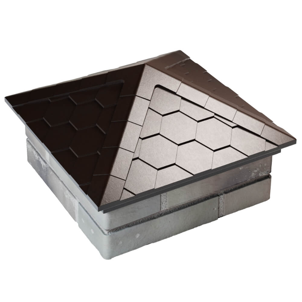 Колпак Zking Эверест Коричневый на столб 1.5х1.5 кирпича (390х390мм) в Новосибирске фото