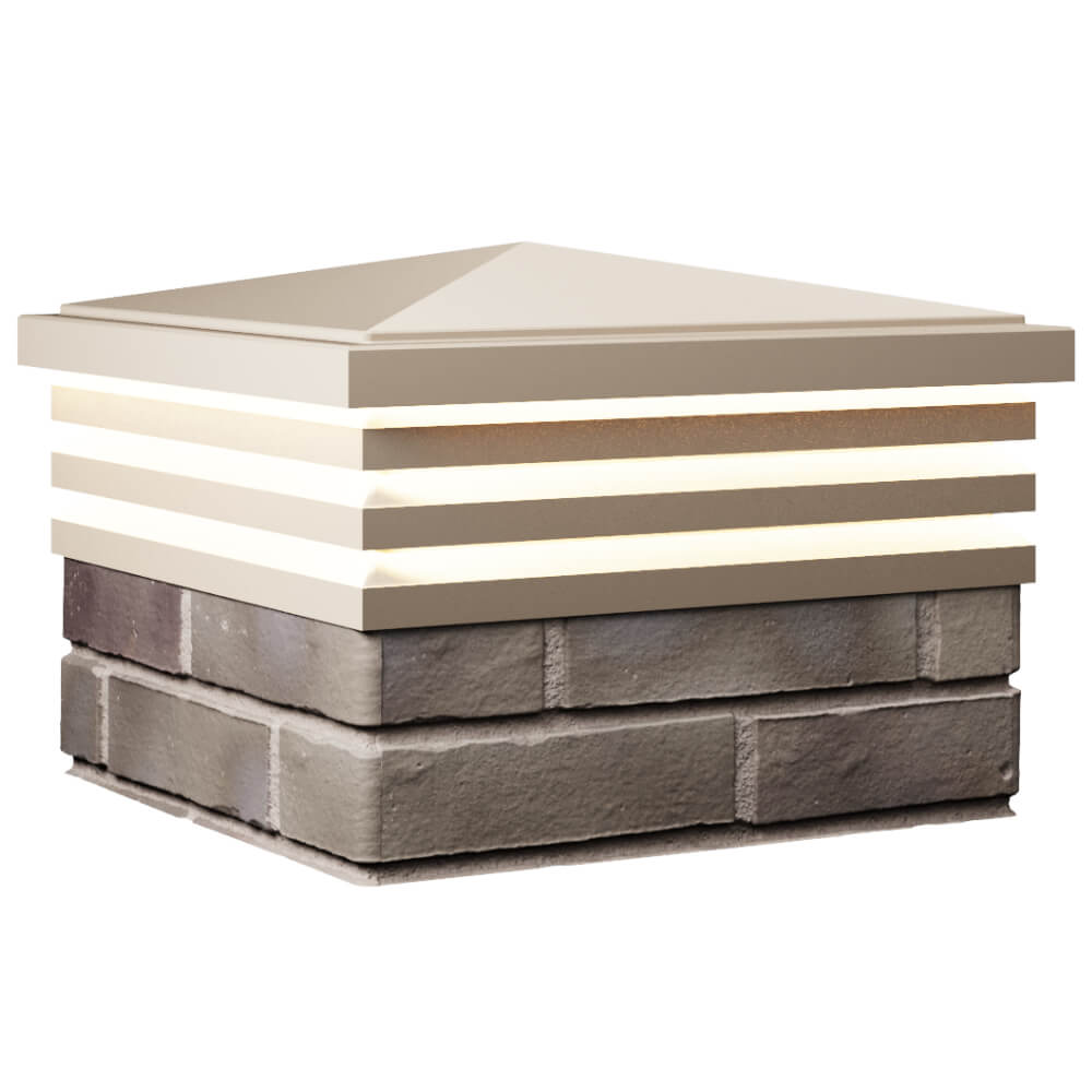 Колпак Zking Бона ХайТек Бежевый на столб 1.5х1.5 кирпича (385х385мм) с подсветкой в Новосибирске фото