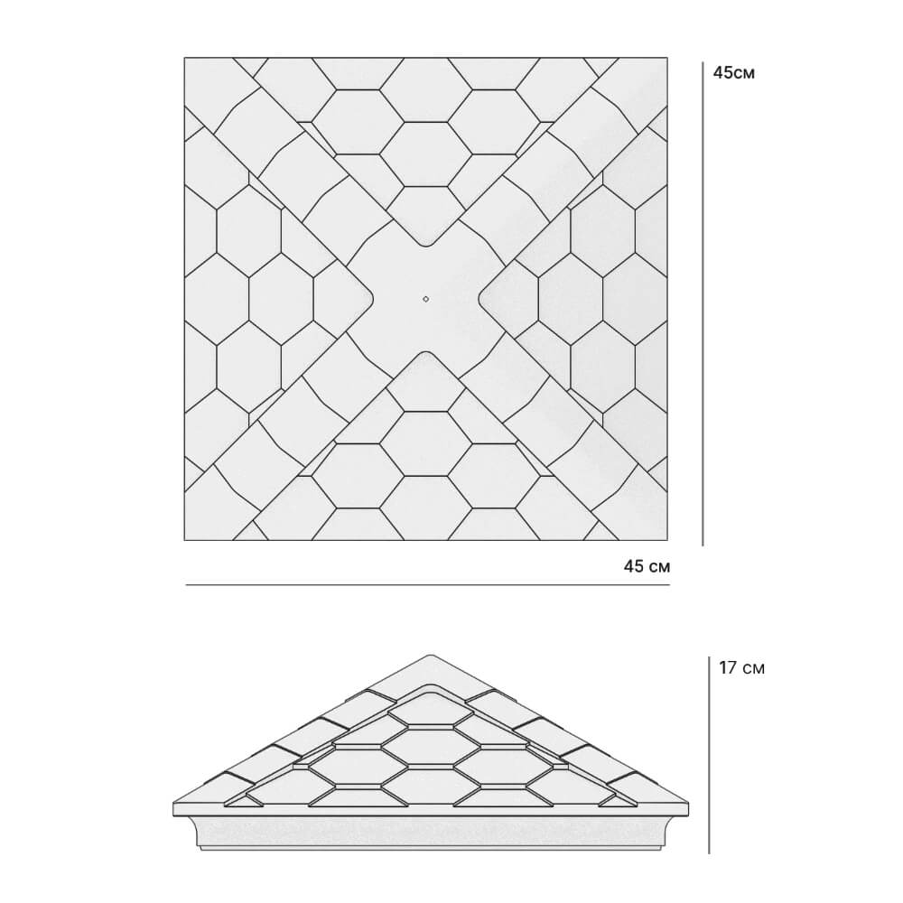 Колпак Zking Эверест Серый на столб 1.5х1.5 кирпича (390х390мм) в Новосибирске фото