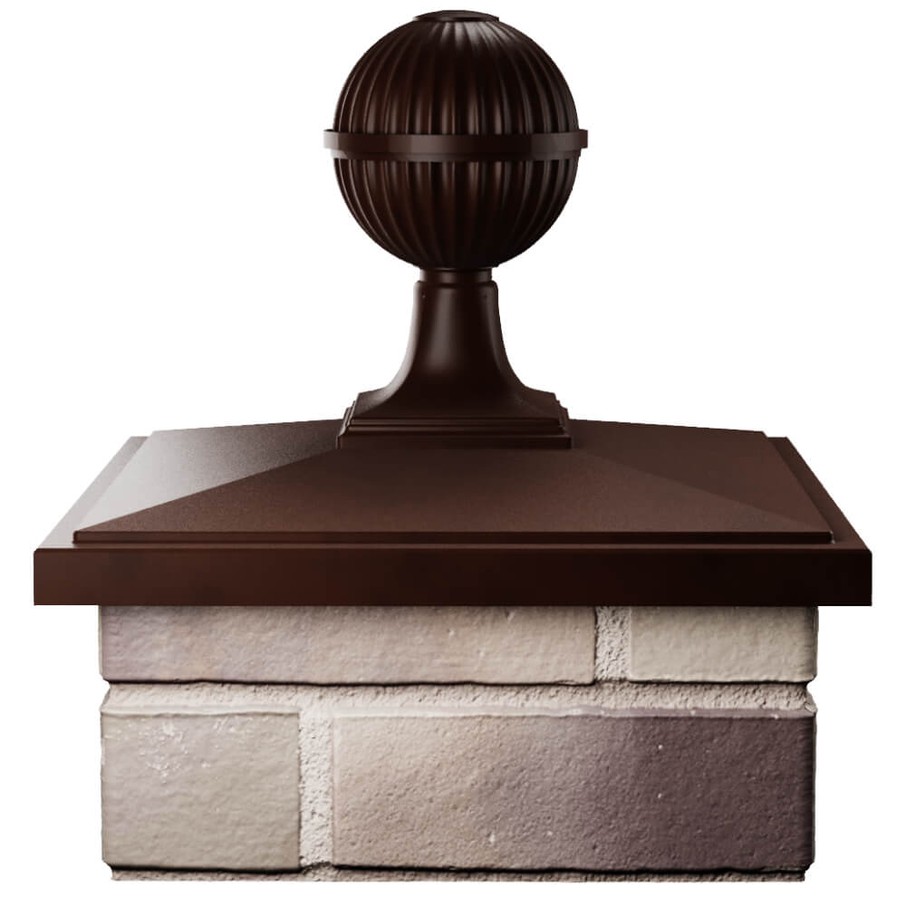 Колпак Zking БонаМоно Коричневый с шаром на столб 1.5х1.5 кирпича (385х385, 400х400мм) в сборе Новосибирск фото
