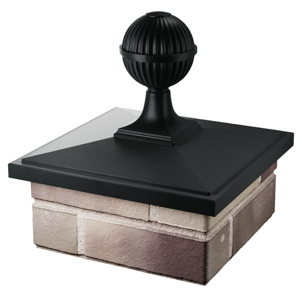 Колпак Zking БонаМоно Черный с шаром на столб 1.5х1.5 кирпича (385х385, 400х400мм) в сборе в Новосибирске фото