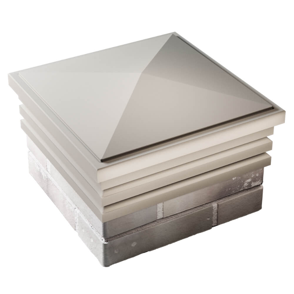 Колпак Zking Бона ХайТек Бежевый на столб 1.5х1.5 кирпича (385х385мм) в Новосибирске фото