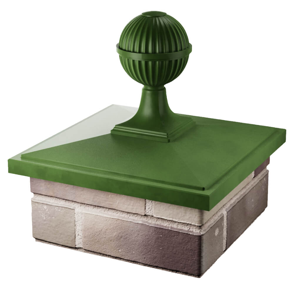 Колпак Zking БонаМоно Зеленый с шаром на столб 1.5х1.5 кирпича (385х385, 400х400мм) в сборе в Новосибирске фото