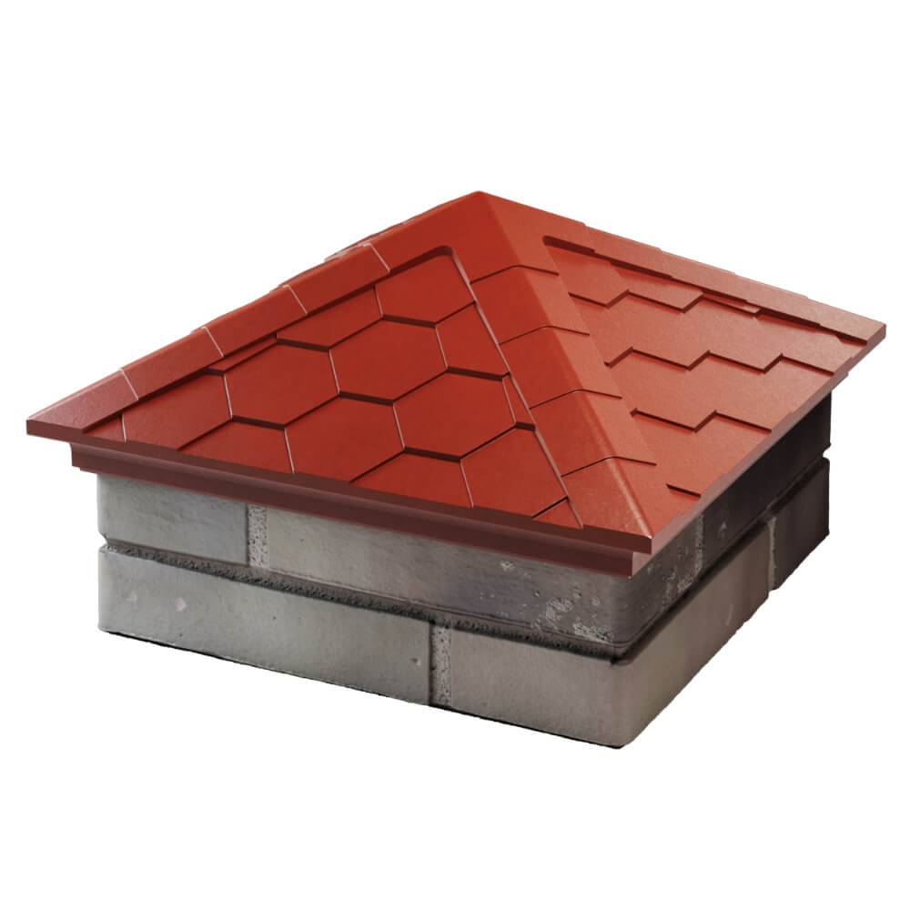 Колпак Zking Эверест Красный на столб 1.5х1.5 кирпича (390х390мм) в Новосибирске фото