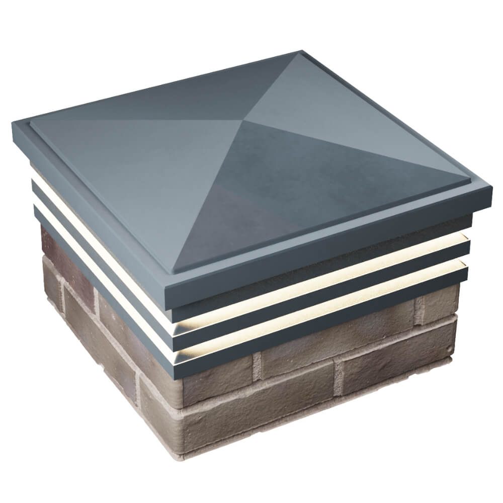 Колпак Zking Бона ХайТек Серый на столб 1.5х1.5 кирпича (385х385мм) с подсветкой в Новосибирске фото