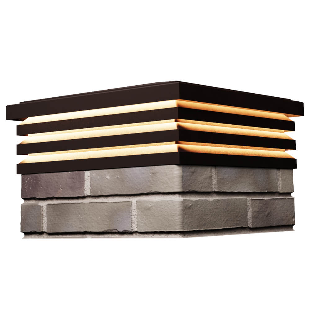 Колпак Zking Бона ХайТек Коричневый на столб 1.5х1.5 кирпича (385х385мм) с подсветкой в Новосибирске фото