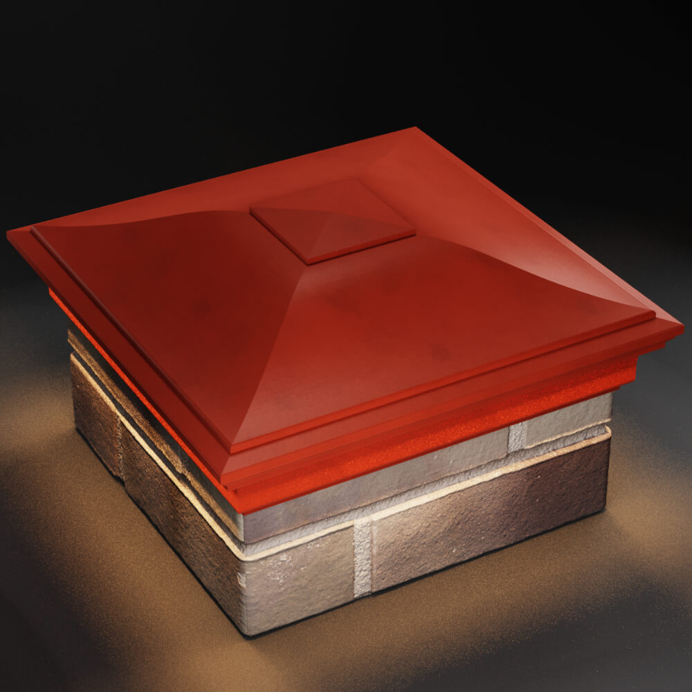 Колпак Zking Монблан Красный на столб 1.5х1.5 кирпича (385х385мм) с подсветкой в Новосибирске фото