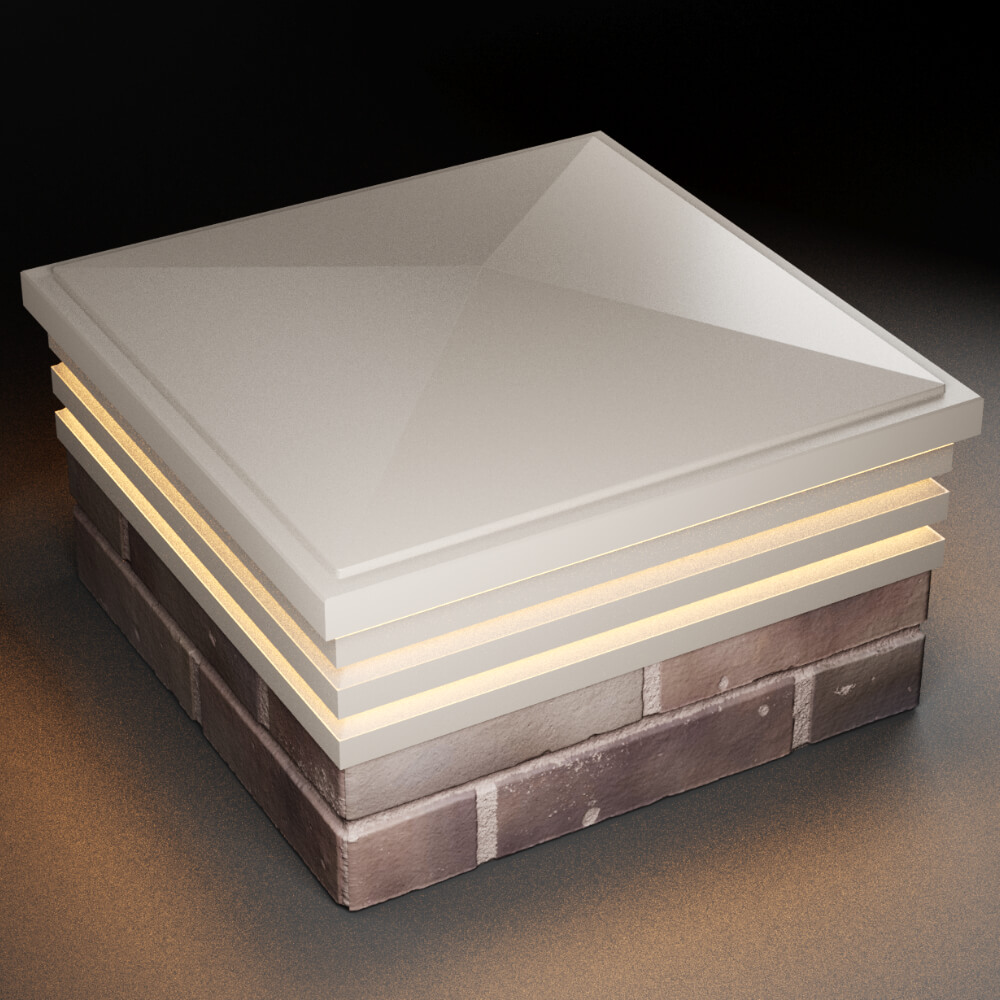 Колпак Zking Бона ХайТек Бежевый на столб 2х2 кирпича (513х513мм) с подсветкой в Новосибирске фото