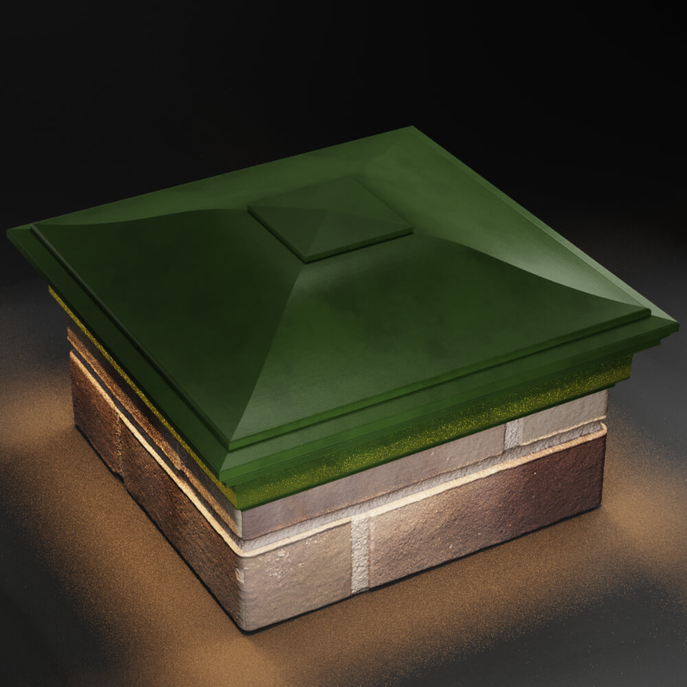 Колпак Zking Монблан Зеленый на столб 1.5х1.5 кирпича (385х385мм) с подсветкой в Новосибирске фото