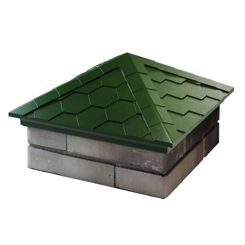 Колпак Zking Эверест Зеленый на столб 1.5х1.5 кирпича (390х390мм) в Новосибирске фото