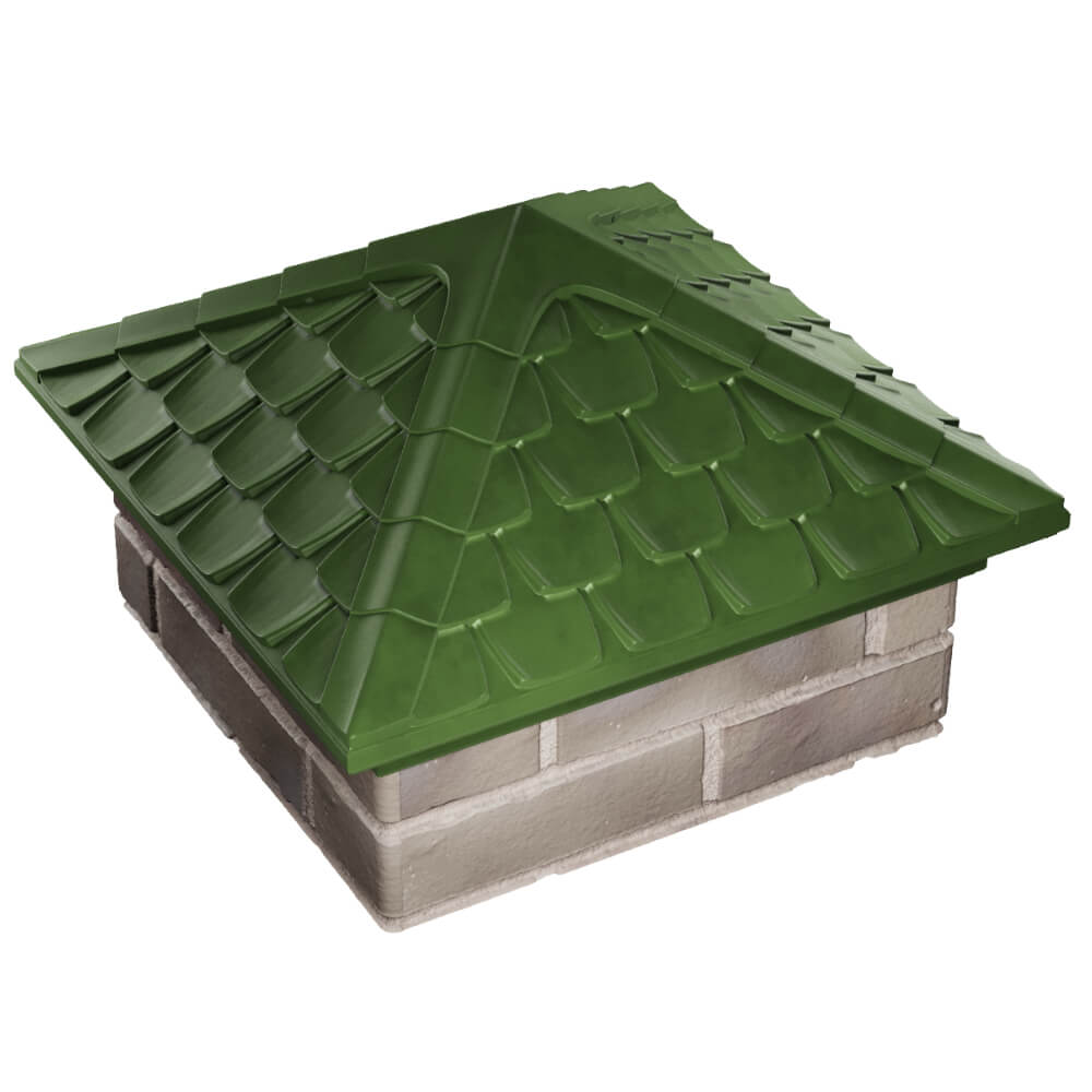 Колпак Zking Эльбрус Зеленый на столб 1.5х1.5 кирпича (385х385мм) в Новосибирске фото