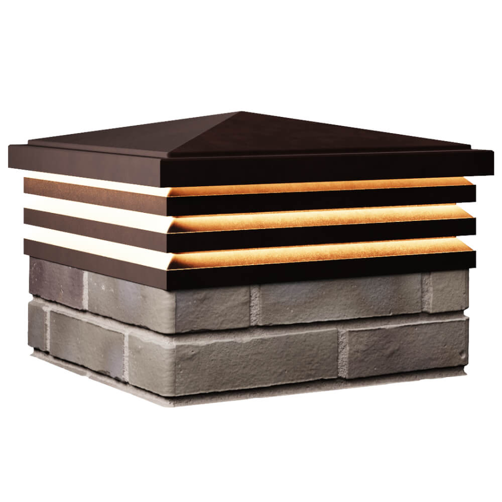 Колпак Zking Бона ХайТек Коричневый на столб 1.5х1.5 кирпича (385х385мм) с подсветкой в Новосибирске фото