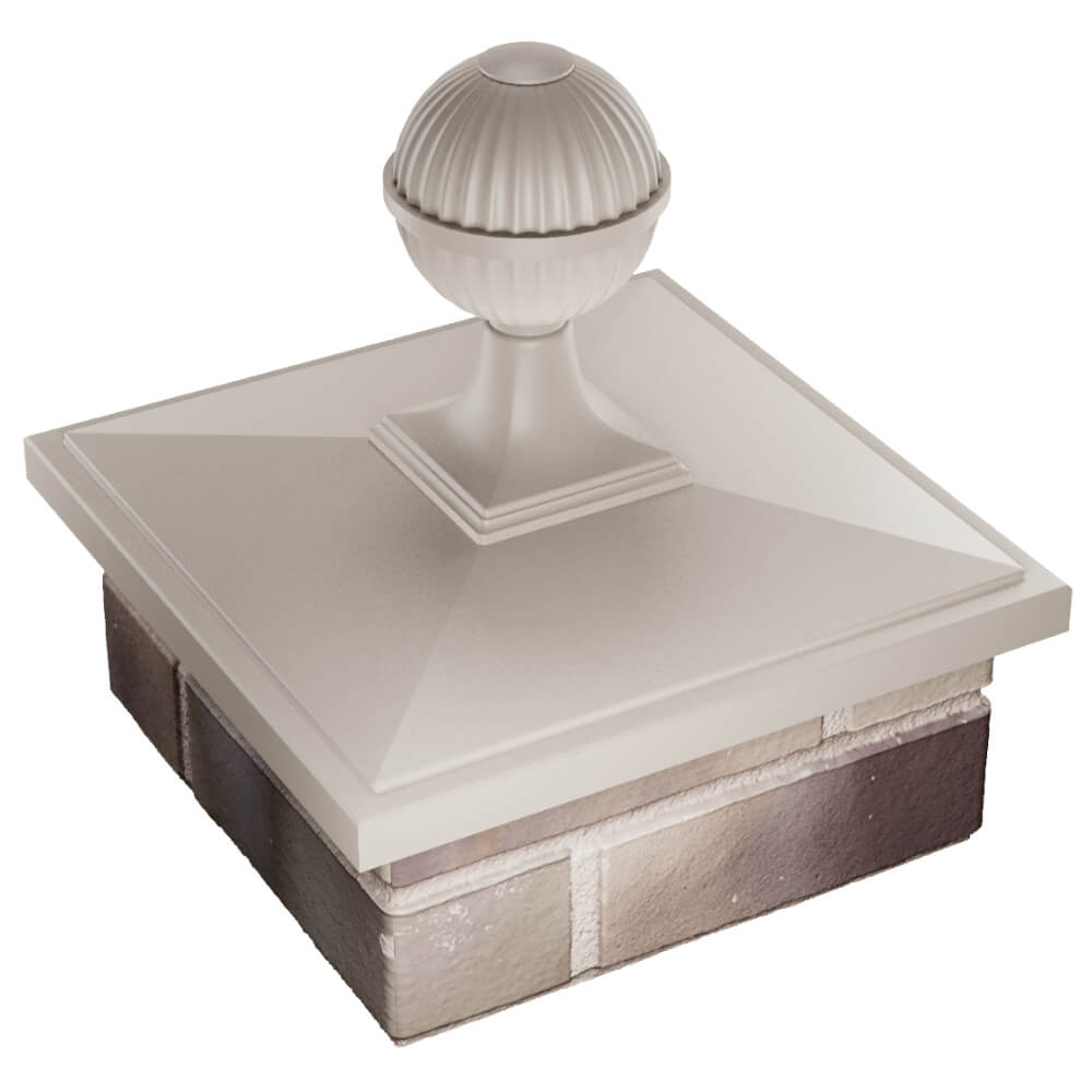 Колпак Zking БонаМоно Бежевый с шаром на столб 1.5х1.5 кирпича (385х385, 400х400мм) в сборе в Новосибирске фото