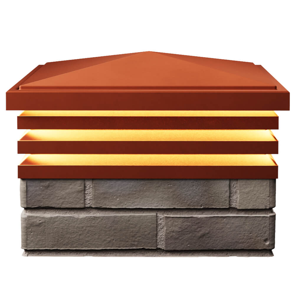 Колпак Zking Бона ХайТек Красный на столб 1.5х1.5 кирпича (385х385мм) с подсветкой в Новосибирске фото