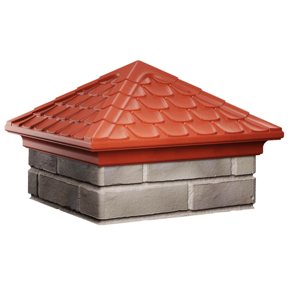 Колпак Zking Эльбрус Красный на столб 1.5х1.5 кирпича (385х385мм) в Новосибирске фото