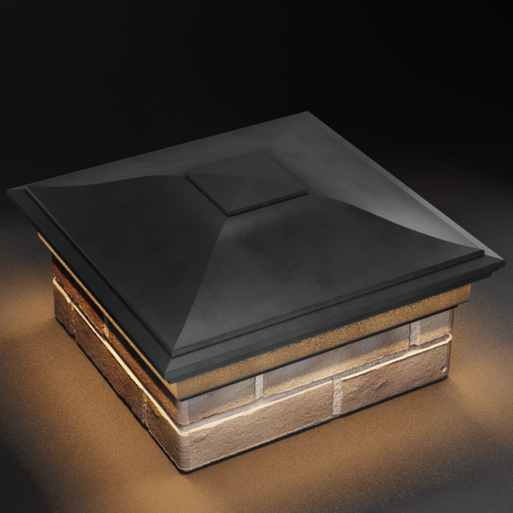 Колпак Zking Монблан Серый на столб 1.5х1.5 кирпича (385х385мм) с подсветкой в Новосибирске фото