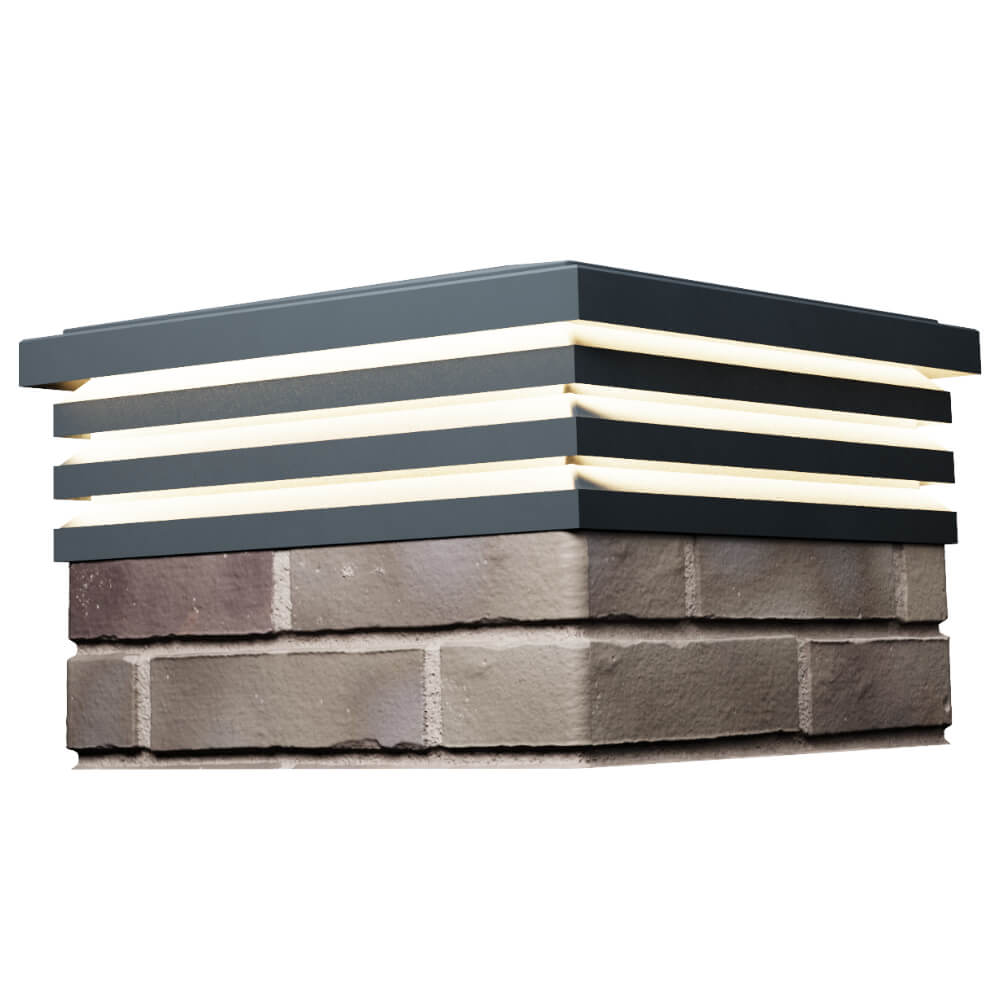 Колпак Zking Бона ХайТек Серый на столб 1.5х1.5 кирпича (385х385мм) с подсветкой в Новосибирске фото