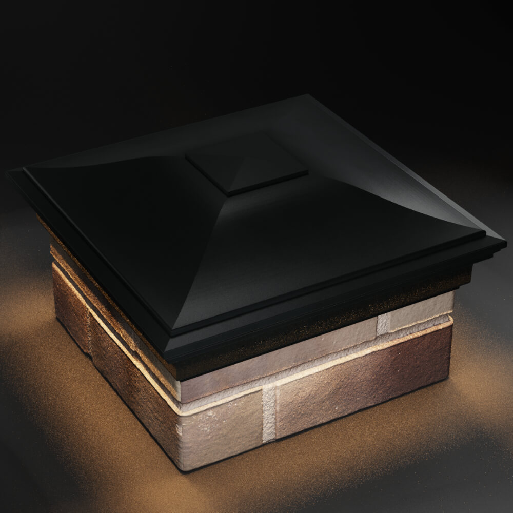 Колпак Zking Монблан Черный на столб 1.5х1.5 кирпича (385х385мм) с подсветкой в Новосибирске фото