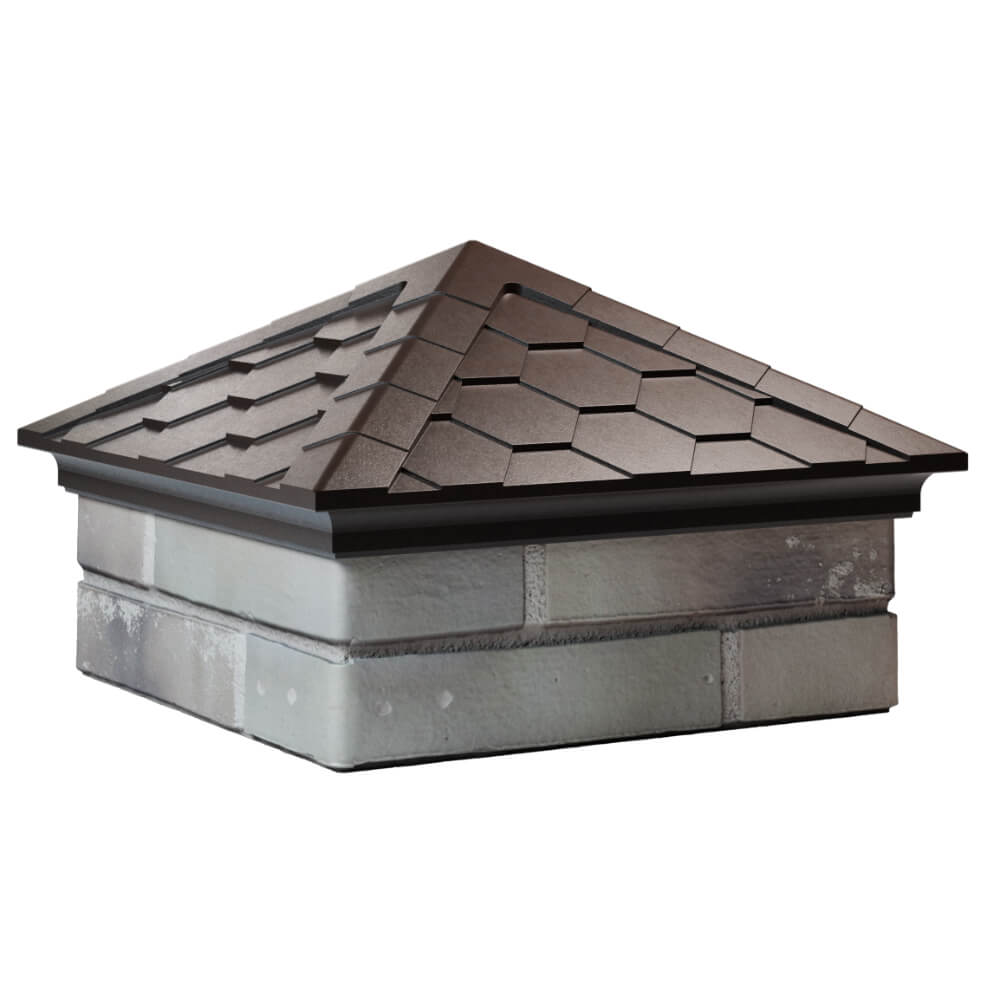 Колпак Zking Эверест Коричневый на столб 1.5х1.5 кирпича (390х390мм) в Новосибирске фото