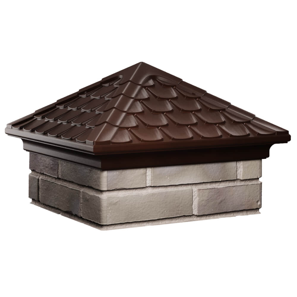Колпак Zking Эльбрус Коричневый на столб 1.5х1.5 кирпича (385х385мм) в Новосибирске фото