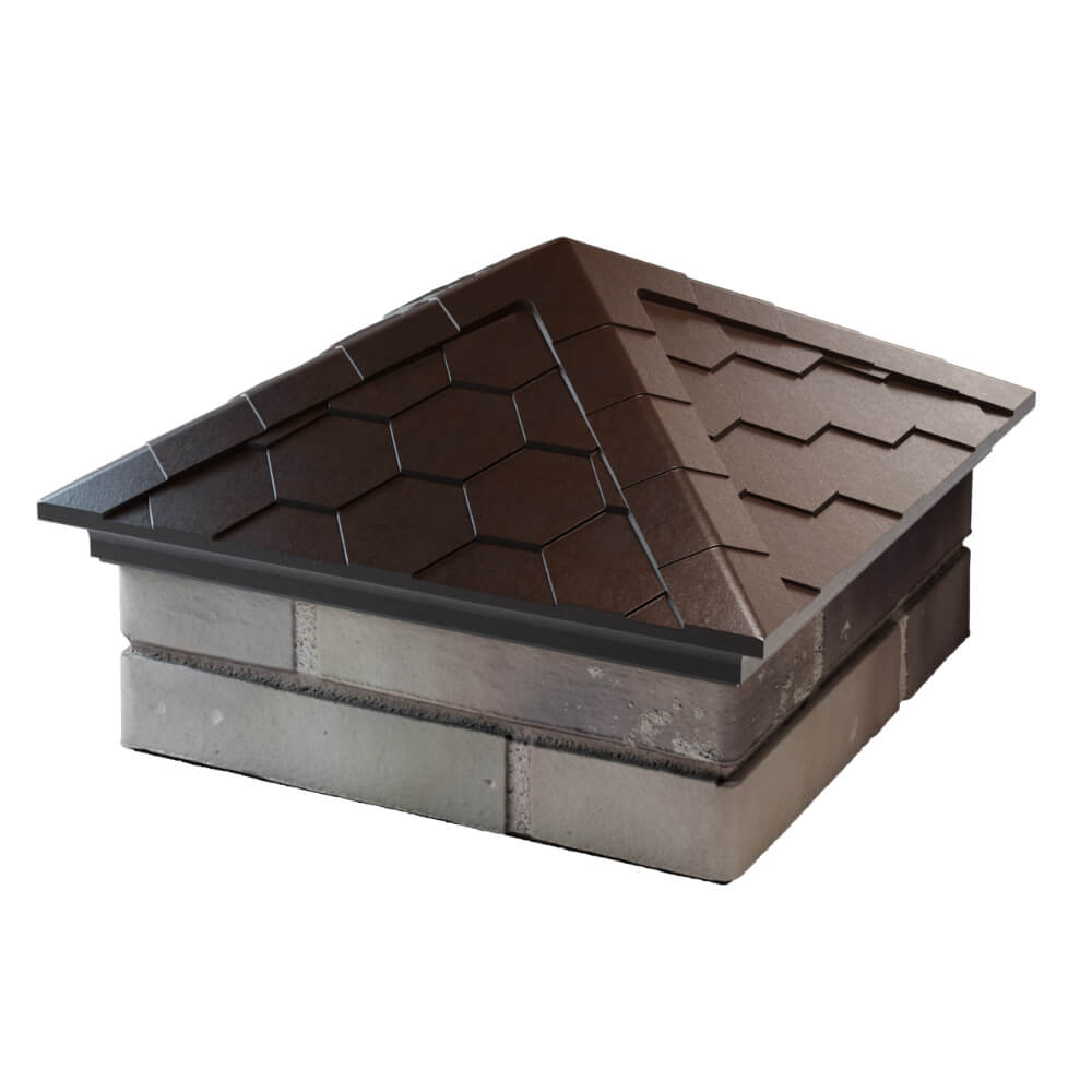 Колпак Zking Эверест Коричневый на столб 1.5х1.5 кирпича (390х390мм) в Новосибирске фото